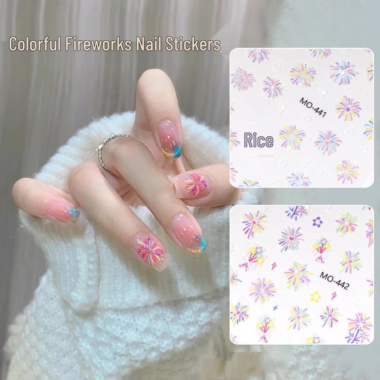 

Aurora Fireworks Nail Stickers – Festive Shell Colors for Christmas & New Year