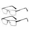 Classic Men's Business Square Metal Frame Reading Glasses Stylish Neutral Anti Blue Light Prescription Glasses