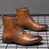 Fashion Fashion Brown Ankle Men's Leather Shoes Dress Boots Formal Shoes Men Autumn Winter Cowboy Boots For Men zapatos hombre vestir