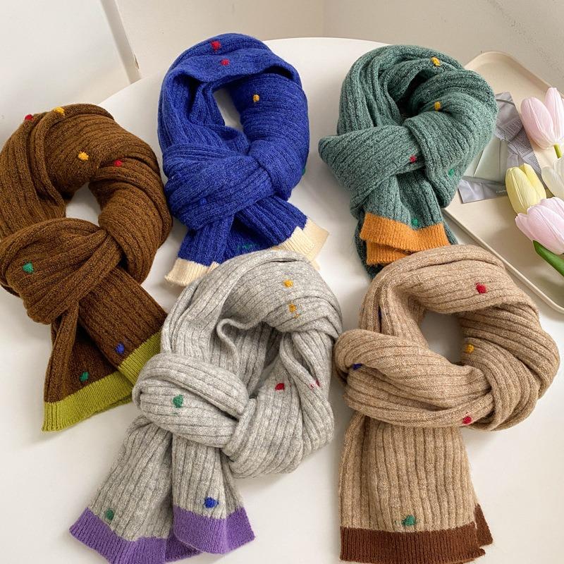 Girls' new winter versatile student gift warm scarf with wool knitted wool scarf