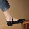 Soft sheepskin black high heels 2025 spring and autumn new French retro thick heel with Mary Jane shoes women's single shoes
