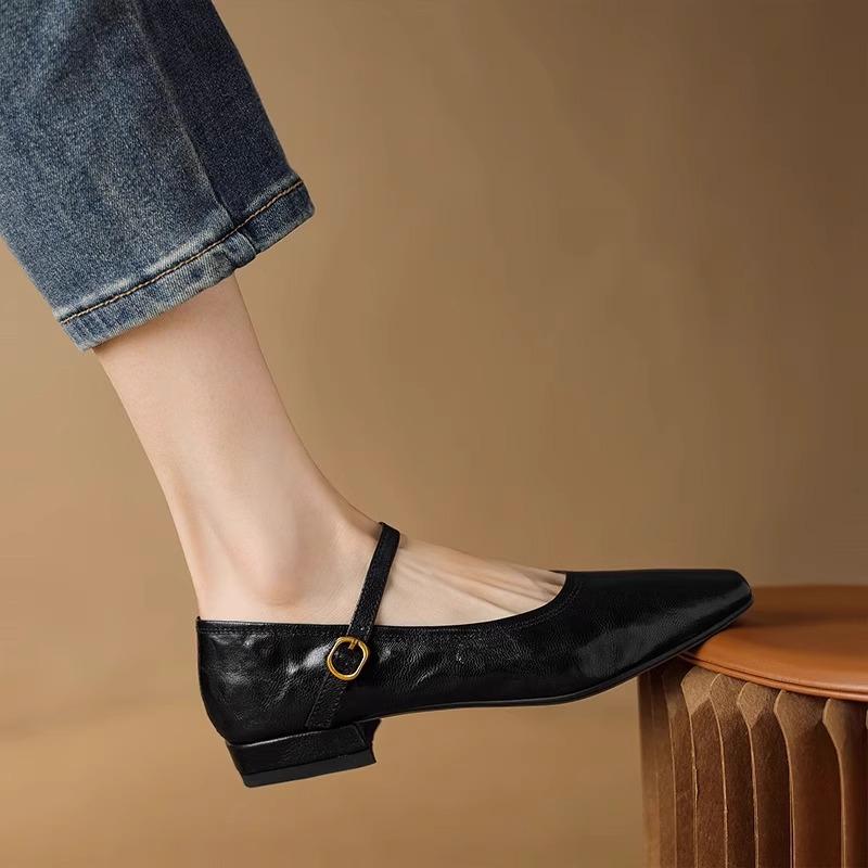 Soft sheepskin black high heels 2025 spring and autumn new French retro thick heel with Mary Jane shoes women's single shoes