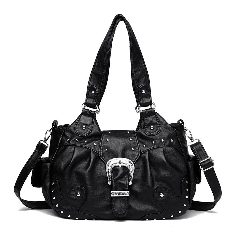 Versatile European & American Style Women's Rivet Crossbody Bag - Lightweight, Large Capacity, 3D Design