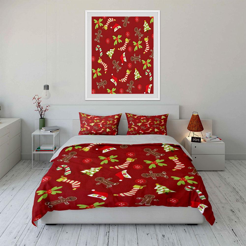 Festive gingerbread holiday charm Bedding sets Duvet cover sets Duvet covers Pillowcases(1*Duvet Cover 2*Pillowcases without duvet insert)