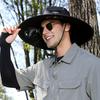 Men Sun Hat Wide-Brimmed Outdoor Hat with Dual-Power Fan Design Cooling Technology Hiking Cycling Fishing Hat