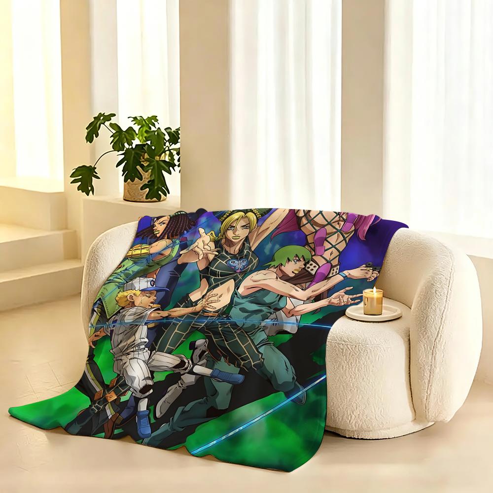 J-JoJo B-Bizarre Adventure Throw Lightweight 240g Flannel Blanket Soft Skin-friendly for Summer Cooling