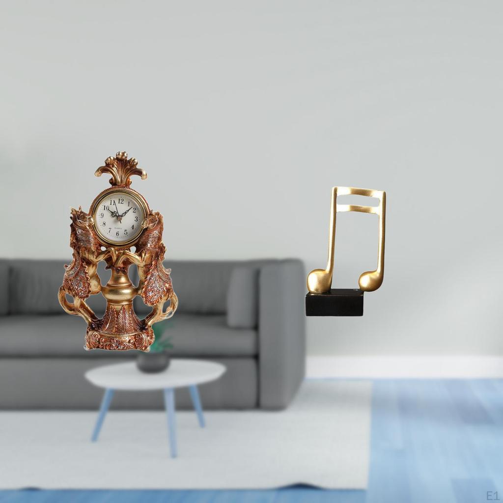 Equestrian Timepiece Artistic Resin Figurine Creative Animal Music Note Clock Sculpture for Living