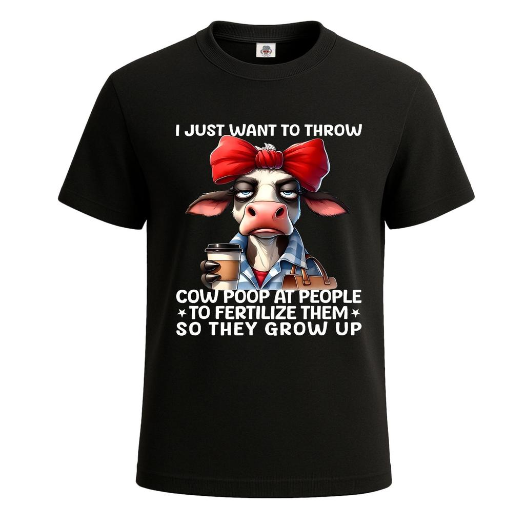 I Just Want to Throw Cow Poop Mens T-Shirt Funny Novelty Party Gift Tee Top