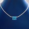 Paraiba 925 Sterling Silver Women's Clavicle Necklace with Full Diamond Simulated Luxury Design