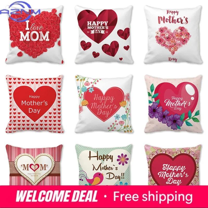 Love Pattern Cushion Cover Happy Mothers Day Pillow Case Home Decorative Pillowcases Love Letter Throw Pillow Cover Xcm