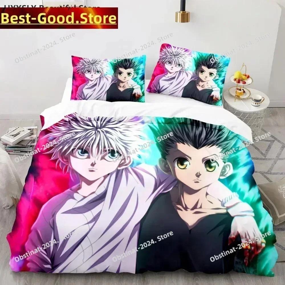 Hunter X Hunter Bedding Set Japanese Anime Printed Single Comforter Quilt Duvet Cover Pillow Case 3 Pieces Sets Kids Adult Size