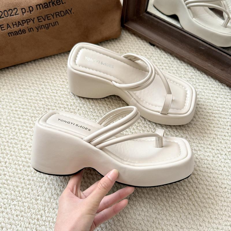 

Леопардові туфлі на високих підборах жіночі шльопанці платформа модне взуття кліп-носок жіночі сандалі 2025 літній тренд дизайнерська сукня Mujer Zapatos 35 бежевий