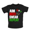 Aim Miss Swear Repeat - Baby Kids Boys Girls Unisex T-Shirt / Babygrow - 180 Darts Love Funny Fathers