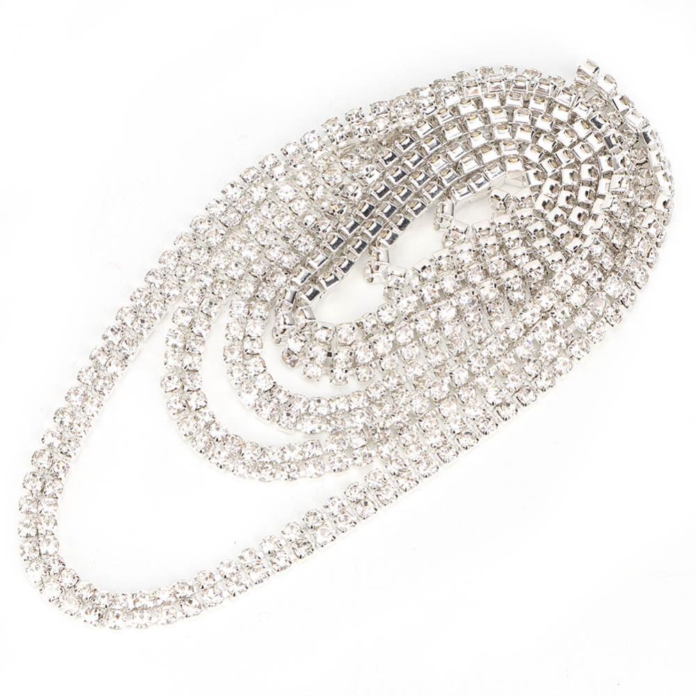 1pcs 2 Yard Length Crystal Rhinestone Trim 3mm Rhinestones DIY Wrap Roll Ribbon For DIY Crafts