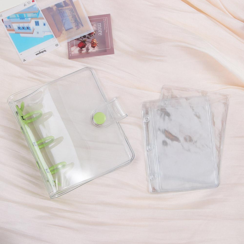 Transparent Loose-Leaf Handbook Photo Album Binder Notebook Cover Card Organizer 3 Hole Binder Clip