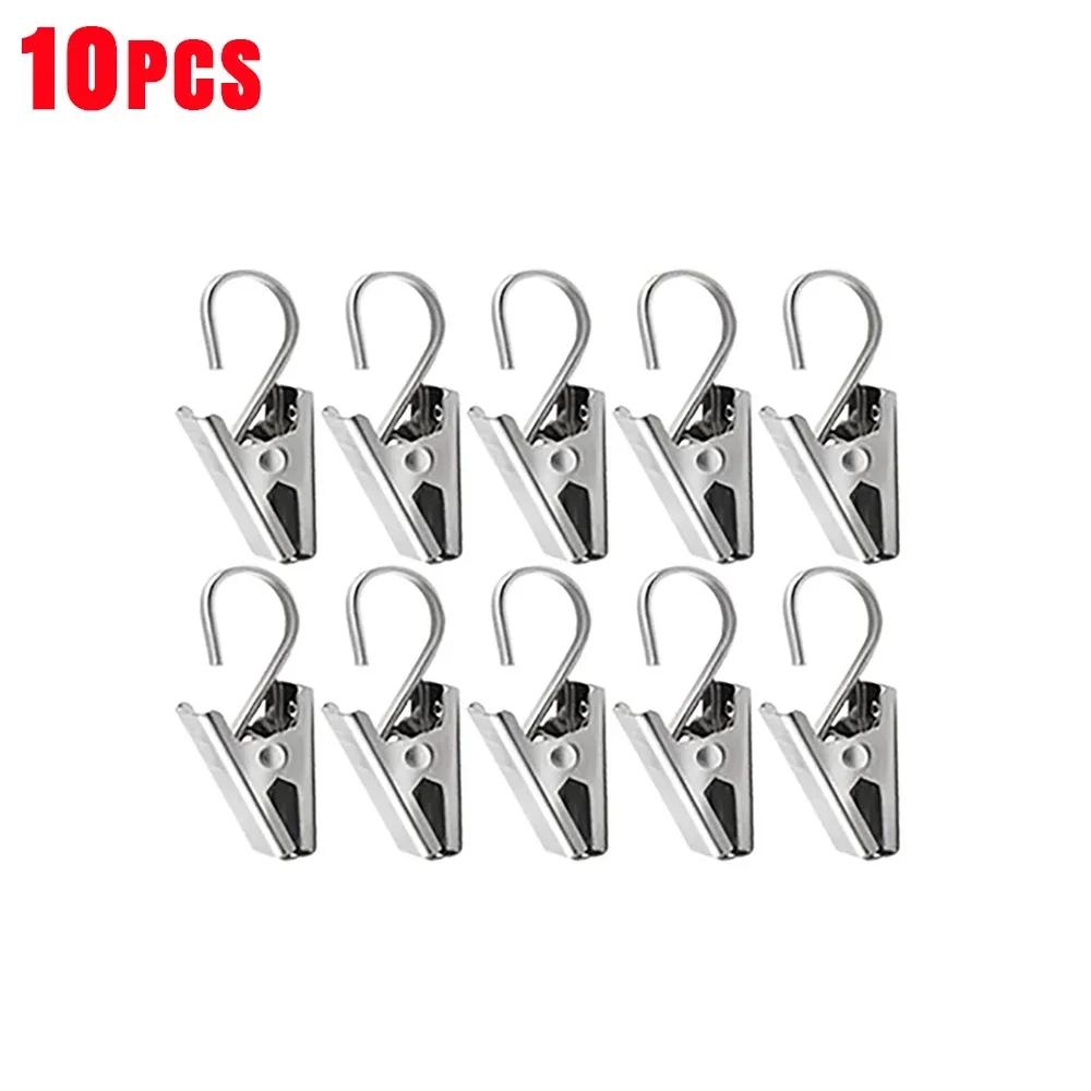 60/10Pcs Stainless Steel Curtain Clips With Hooks Heavy Duty Hanging Clamps Window Curtain Hook Clips For Home Decoration Crafts