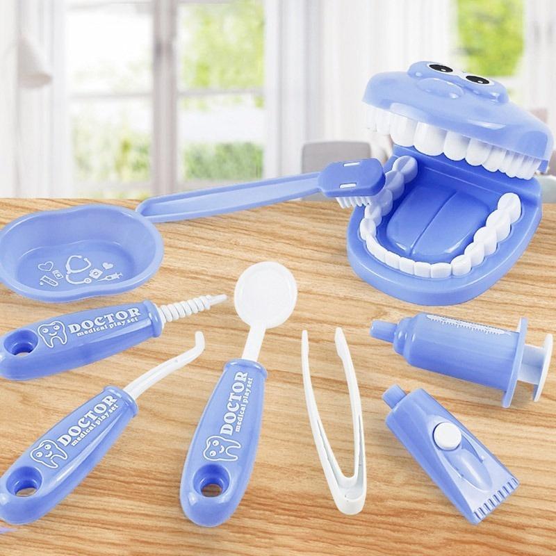 9-Piece Suit Kids Simulation Dentist Toys Sets Nice Gift for Children Interactive Dentist Role Play Pretend Toys Set