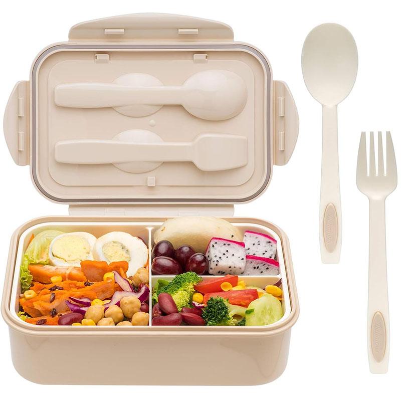 Bento Lunch Container For Kids Bento Adult Box With 3 Compartment Leak-proof Microwave Dishwasher Freezer Safe Meal Fruit Snack
