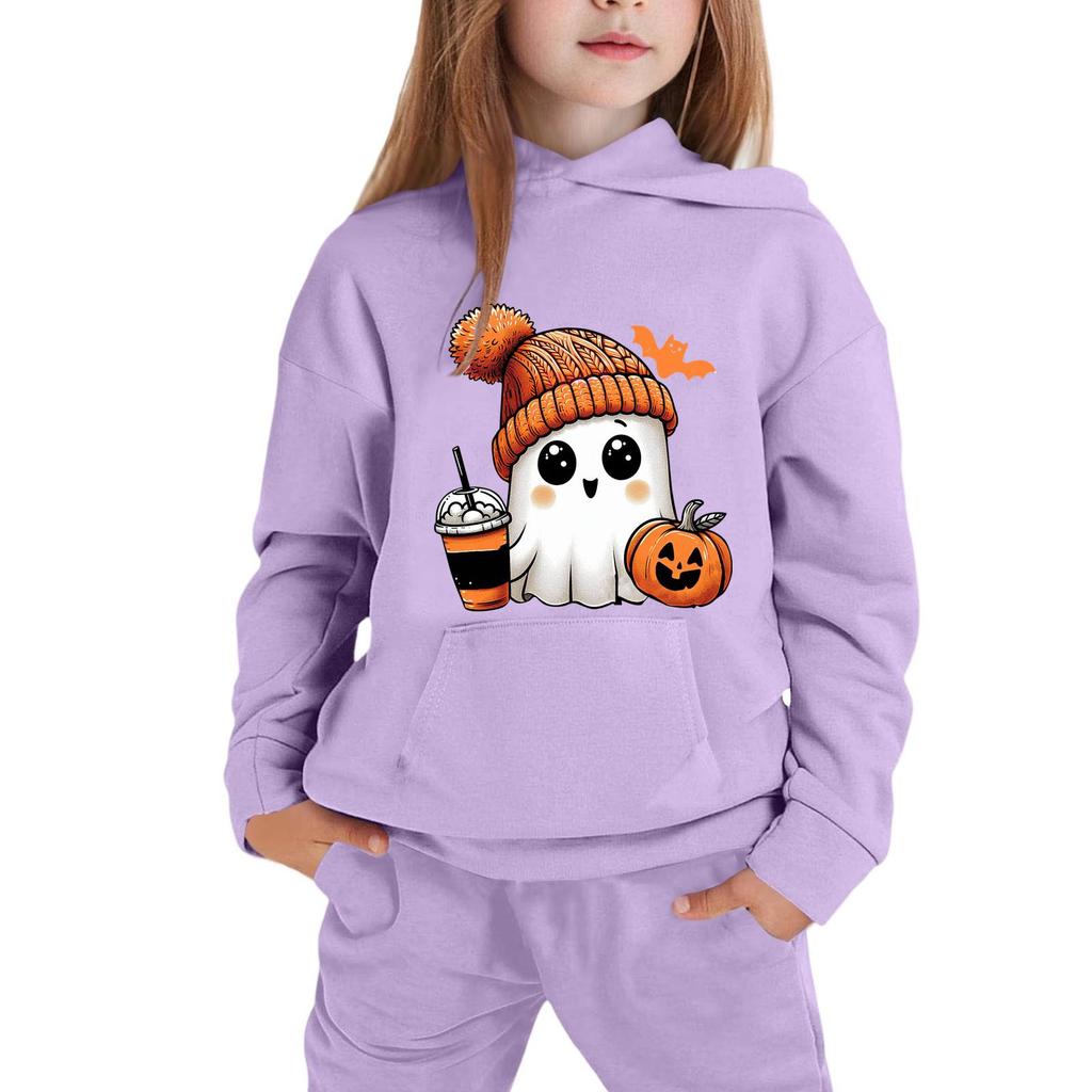 Kids Pullover Hoodie with Halloween Print for Boys Girls