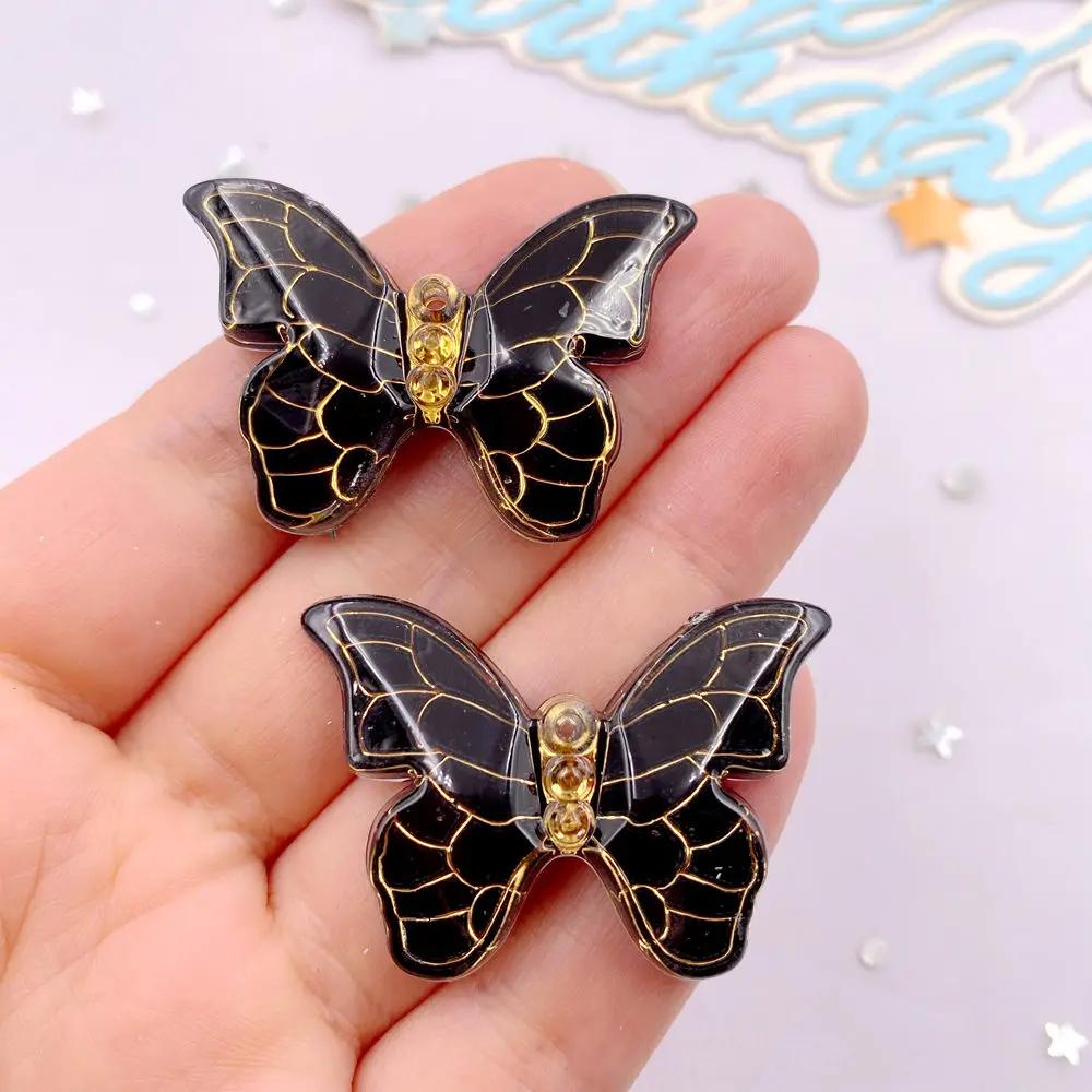 10pcs Shiny Cute Gradient Colorful Butterfly Figurine Flatback Rhinestone 1 Hole Bead DIY Wedding Decor Scrapbook Jewelry Crafts