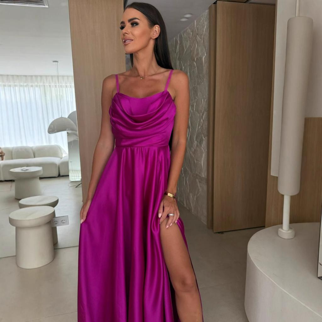 Summer New Solid Color Slit Suspender Maxi Tube Top Dress Sexy Women's Evening Dress For European And American Ladies