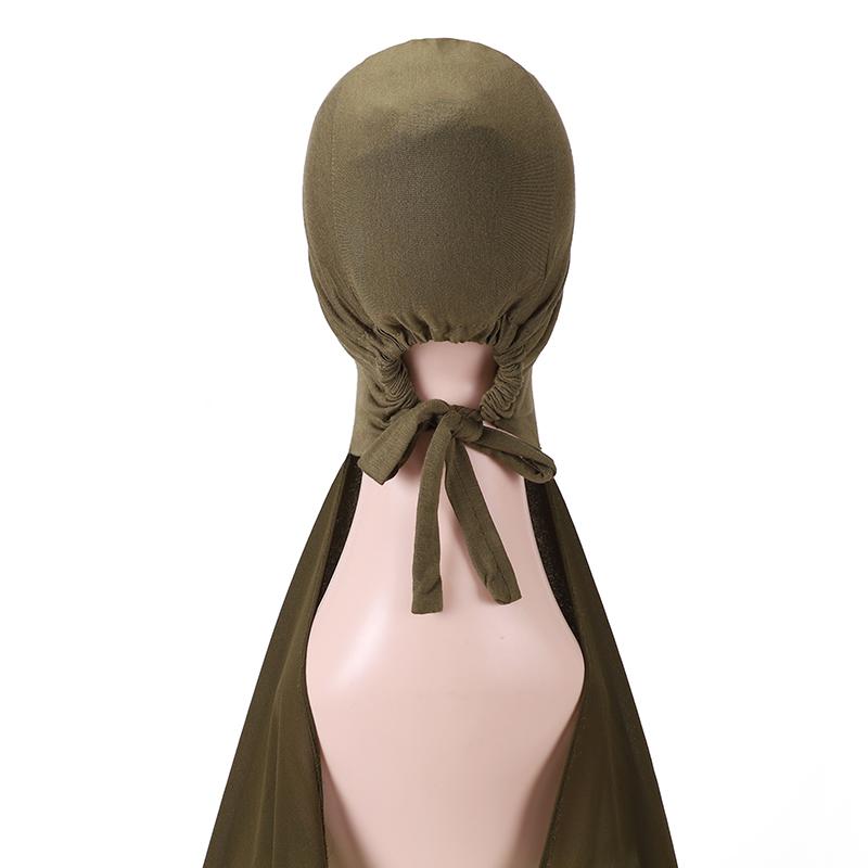 Muslim Instant Hijab Women Bonnet With Chiffon Shawl Head Scarf Cap Inner Headband Stretch Hijab Cover Headwrap Turbante