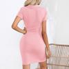 Women's Summer V-neck Short Sleeve Dress Elastic Belly Slim Dress