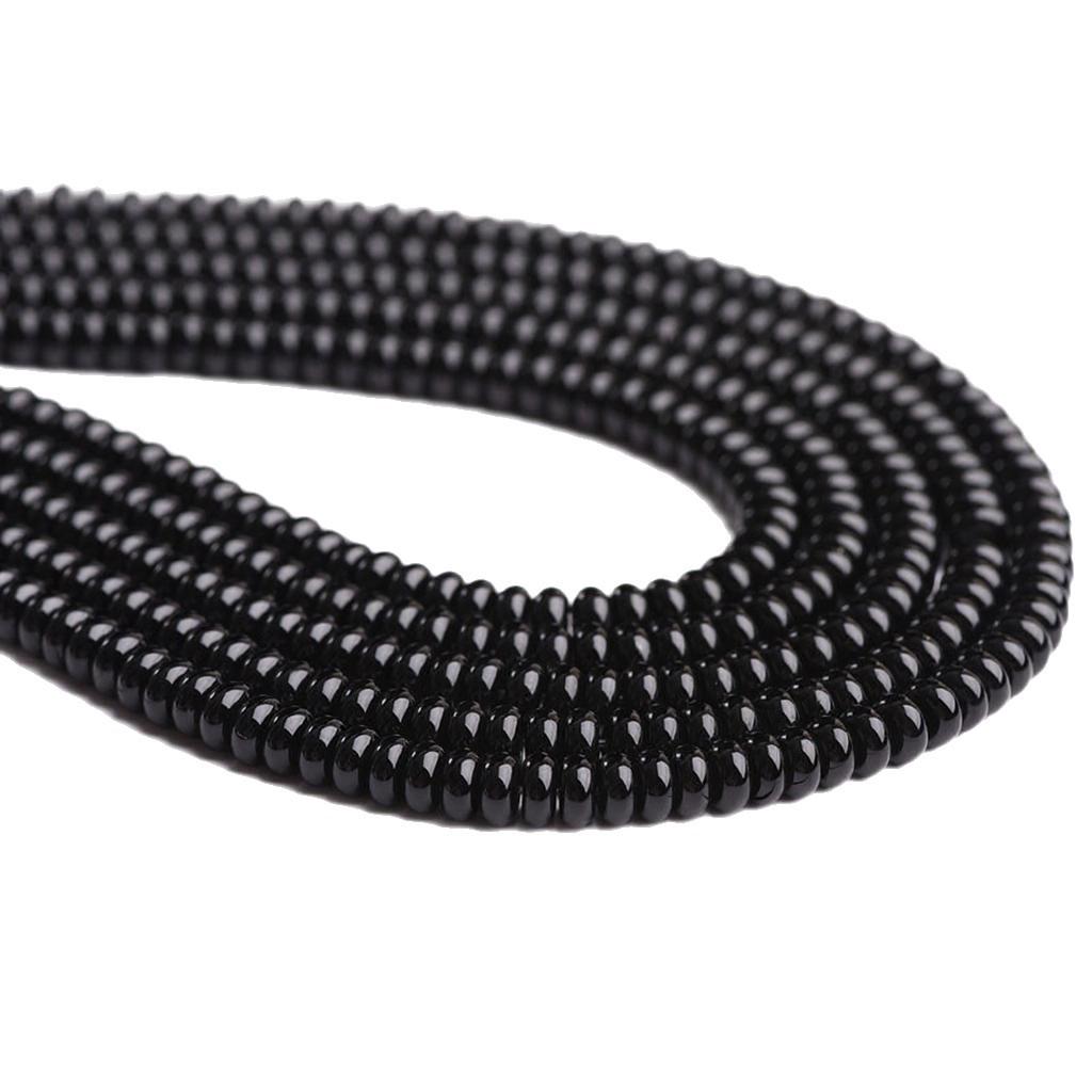 Natural Black Agate Abacus Beads for DIY Jewelry Making and Weaving