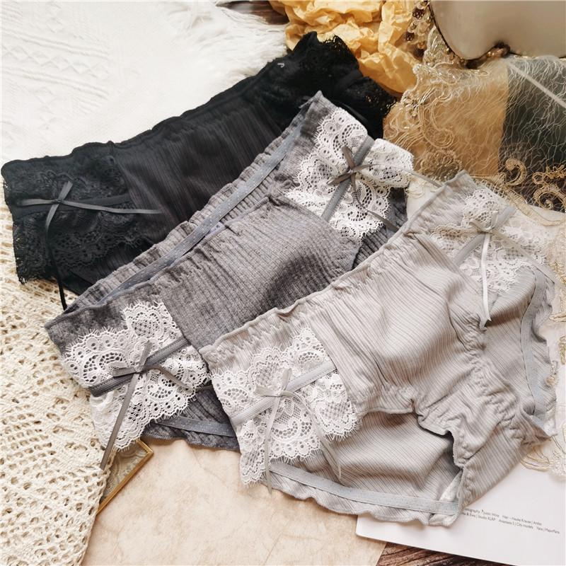 Søtt undertøy truse med tråd blondekant omslag hofte lav midje truser for kvinner
