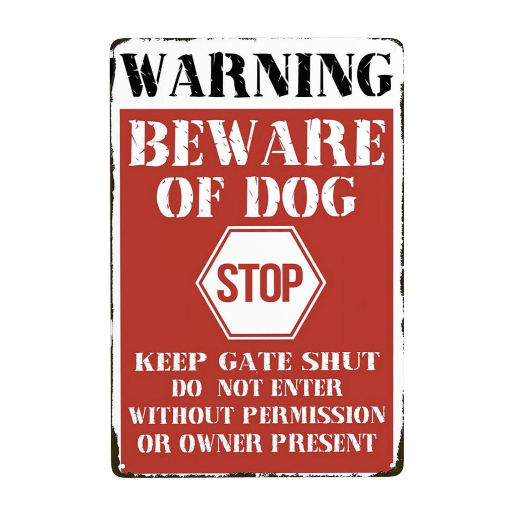 Pc Attention au Chien Panneaux Avertissement Interdiction d'Entrer Panneaux Métalliques Propriété Privée Chien sur les Lieux Panneau pour Jardin Décoration Extérieure x I