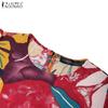 ZANZEA Women Summer Round Neck Short Sleeve Printing Loose Casual Dress