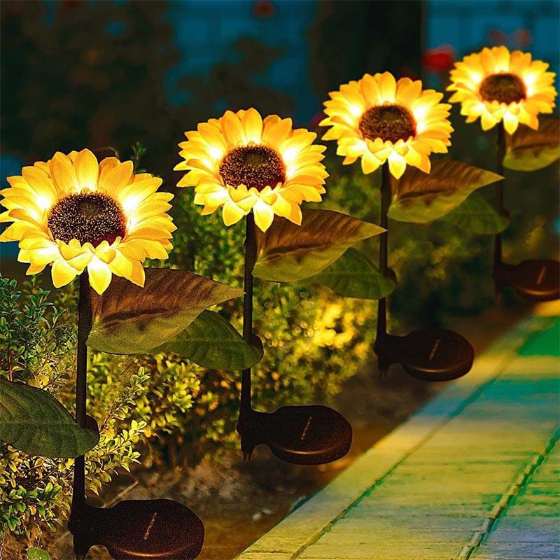 LED Solar Simulation Sunflower Lights Garden Yard Lawn Night Lights Landscape Lamp Home Decorative Flower Lights