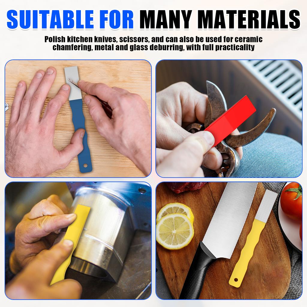 6/12 Pcs Diamond Sharpening Hone Set 3 Grits 220 400 600 Diamond File Set Portable Flat Hand File Knife Set with Non Slip Handle