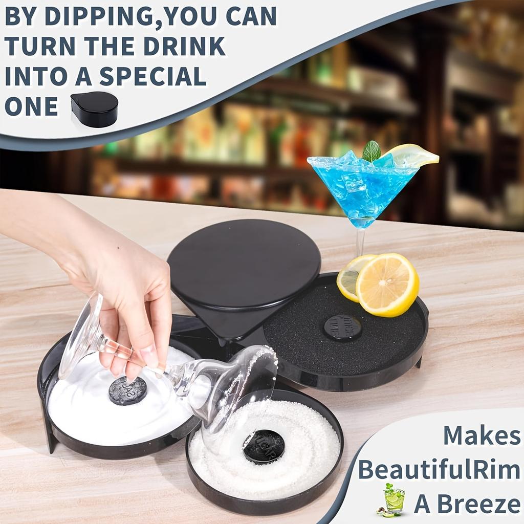 3-Tier Bar Glass Rimmer Bartender Tool with 3 Swing-Out Trays for Cocktail and Margarita Salt Rimmer