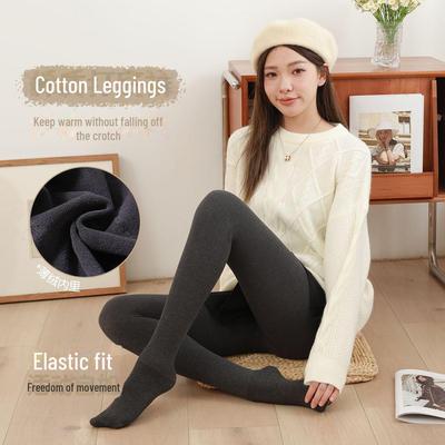Hoge Taille Grijze Fleece-Gevoerde Leggings met Verticale Strepen voor Herfst/Winter