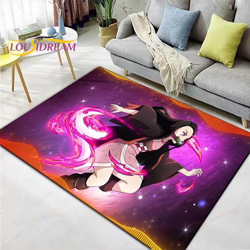Fashion Hot Cartoon K-Kamado Nezuko Printed Carpets Living Room Anti-Skid Area Rug Kids Bedroom Mats Yoga Mat Large Carpet Decor