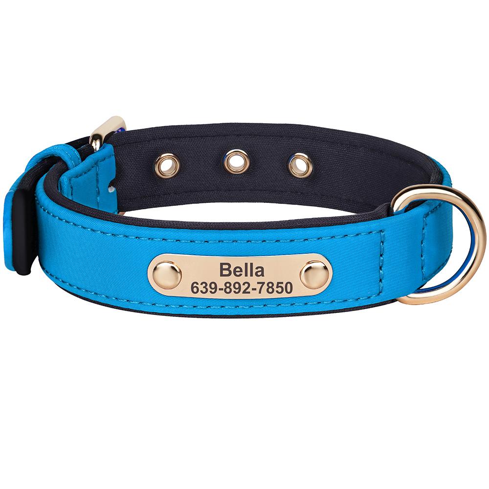 Custom Dog Collar Waterproof Nylon Dog Collars Soft Padded Puppy Pet Necklace for Small Medium Dogs Chihuahua Pug Breathable