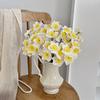 Artificial Narcissus Flowers Bouquet for Home Decor Realistic Silk Fake Daffodils with White Yellow Orange Petals Long-Lasting Spring Decoration for