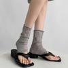 Thin, Rolled-up, Mid-calf Women's Solid Color Ankle Socks, White Thin Transparent Leg Covers, Grey Socks