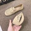 Soft Leather Flat-soled Hole Shoes, New In the Summer of 2025, One-pedal Soft-soled Lazy Hollow Breathable Women's Shoes Sandals