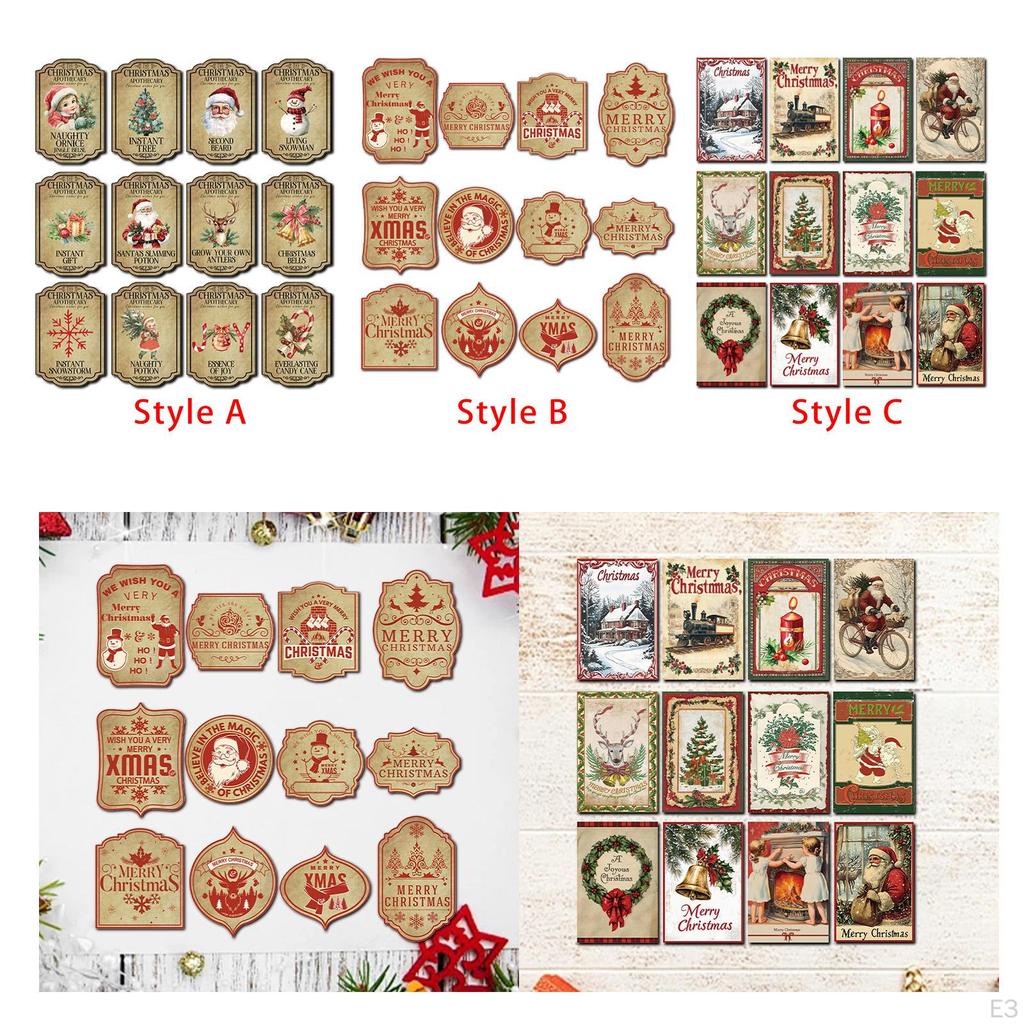 12 Pieces Christmas Wine Bottle Label Stickers Decoration Decal, Portable, Self Adhere