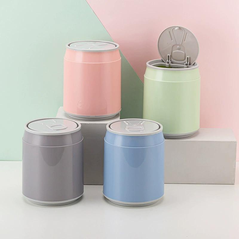 Creative Desktop Trash Home Press Type Elastic Lid Mini Bedside With Lid Storage Bin Kitchen Bathroom Garbage Basket Supplies
