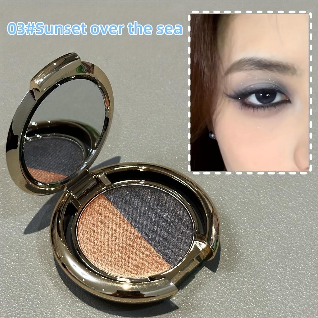 Sombra de Ojos Bicolor Shimmer & Marrón Ahumado/Azul-Negro Paleta de Sombras de Ojos Multicolor - Fórmula Húmeda/Seca, Sombra de Ojos de Larga Duración Resistente al Agua y al Sudor