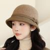 Wool Bucket Hat Women's Autumn and Winter Warm Elegant British Retro Basin Hat Fashion Winter Hat for Women, Ladies Winter Hats