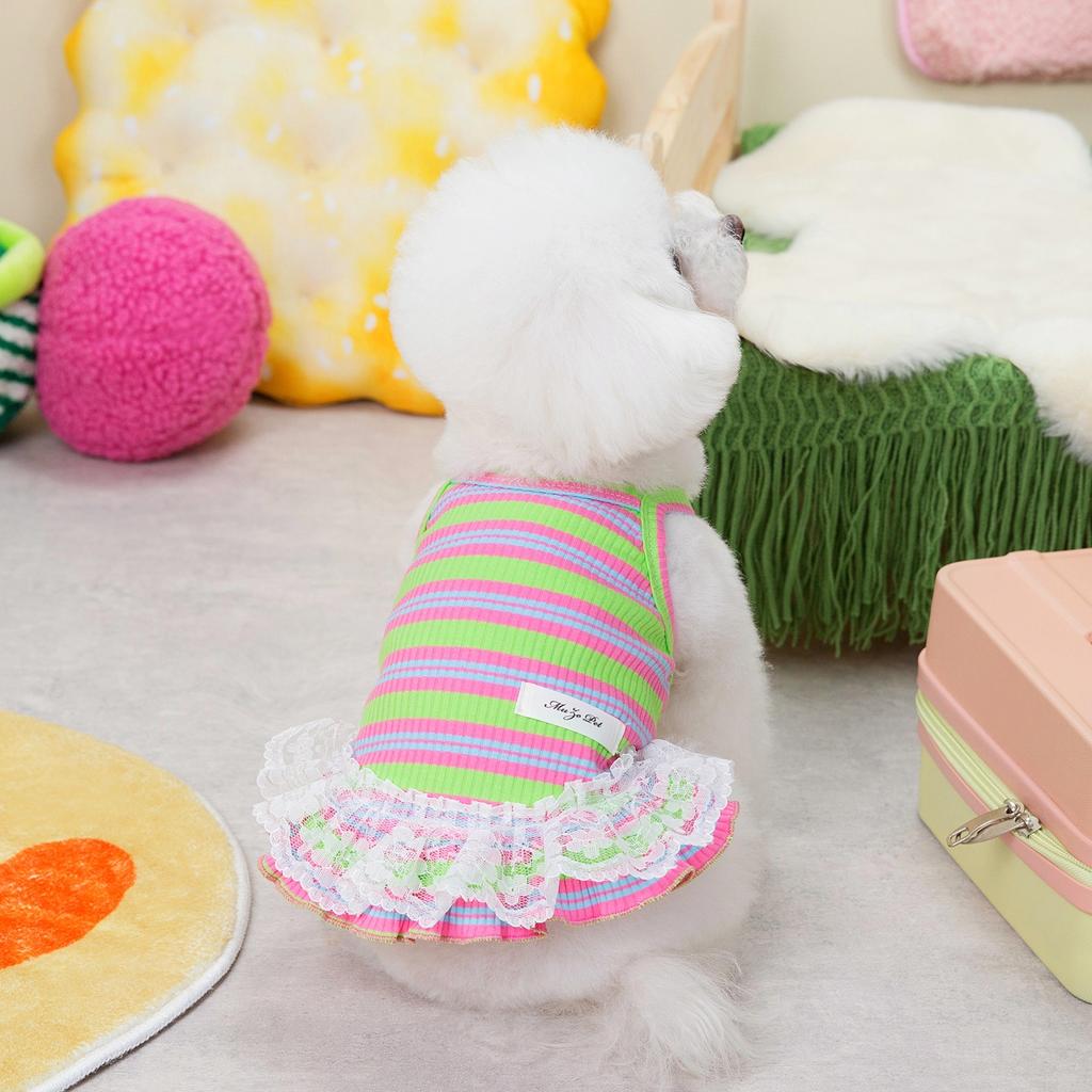 Small Dog Pet Clothes Dog Cat Spring and Summer Flower Skirt Bigbear Pomeranian Corgi 11 Lace Edge Suspender Skirt