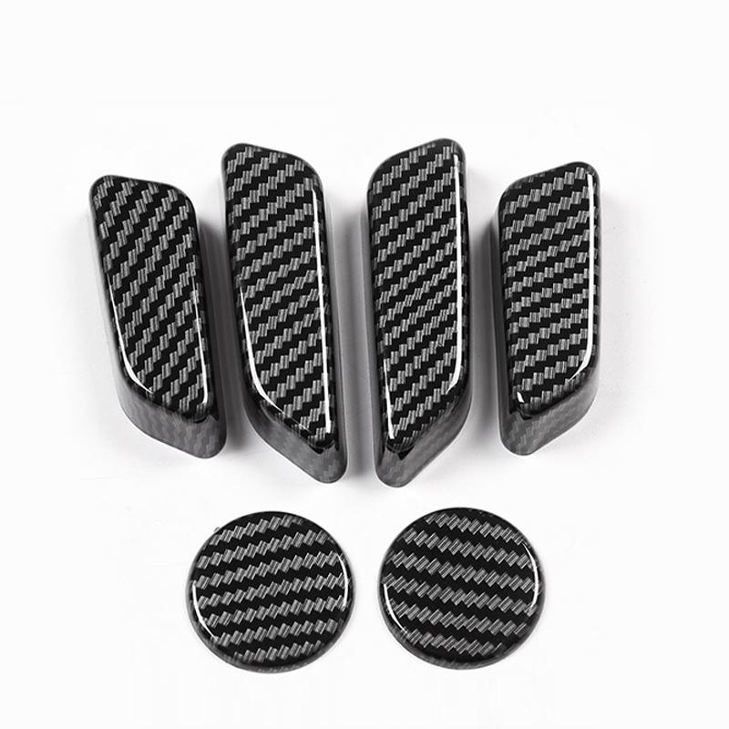 For Tesla Model 3 Model Y Carbon Fiber Color Seat Adjust Switch Button Trim Cover Black ABS Car Interior Accessories