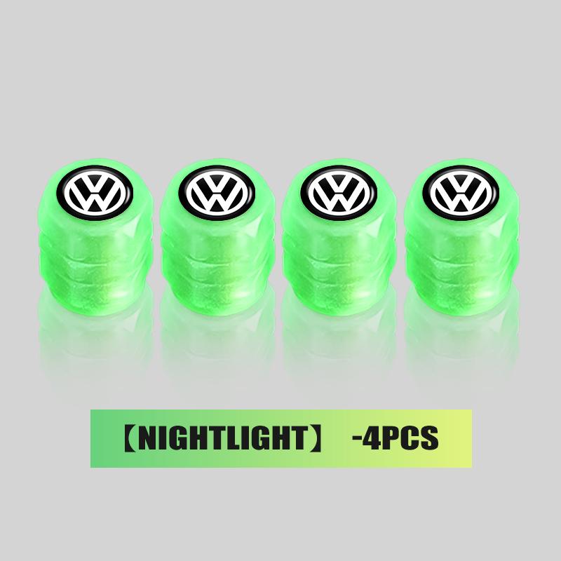 Valve Stems Caps 4PCS Car Luminous Tire Valve Cap Fluorescent Night Glowing Decor For Volkswagen VW Passat Golf 4 5 6 Tiguan Pol zg4