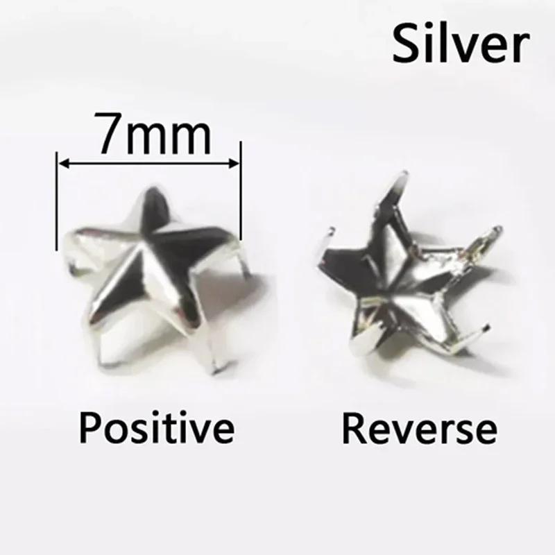 Star Rivets 7mm 10mm 15mm 20mm Gold Silver Buttons DIY Scrapbooking Embellishment Handmade Shoes Bags Fastener Brads Decors
