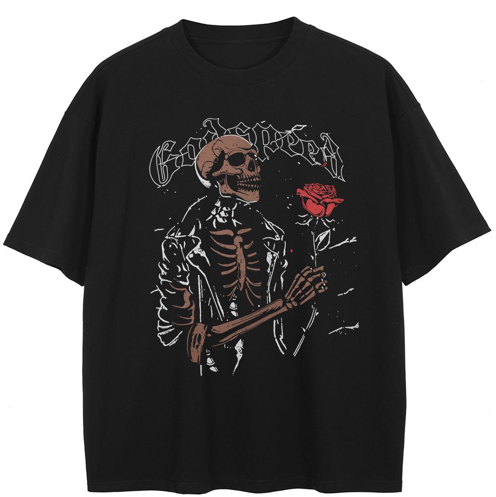 Streetwear Halloween Skull T-Shirt Cotton Tshirt Unisex Tops Tees Short Sleeves T Shirt