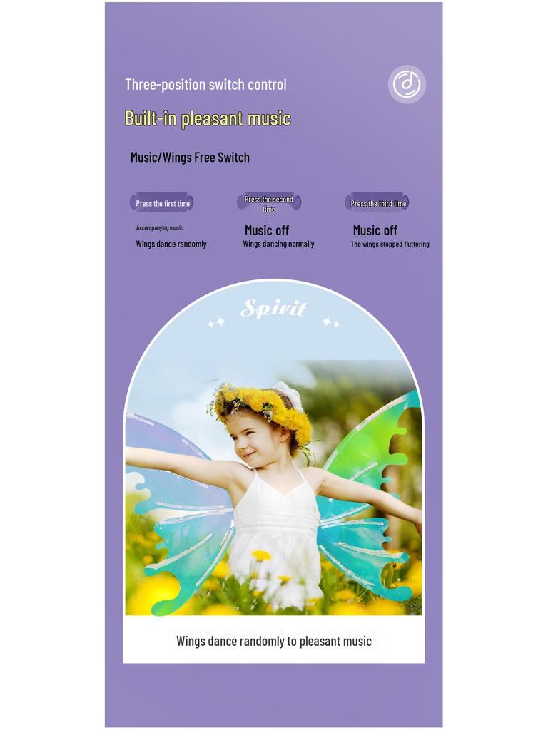 Girls' Luminous Butterfly Wings Toy with Music for Christmas Performance Costume